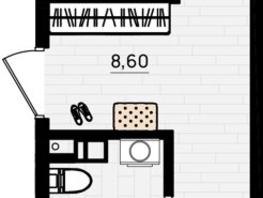 Продается 1-комнатная квартира ЖК Резиденция морей, корпус Е, 44.16 м², 9494400 рублей