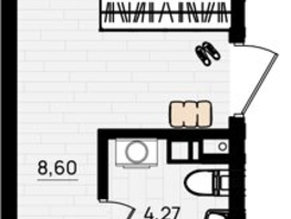 Продается 1-комнатная квартира ЖК Резиденция морей, корпус Д, 53.72  м², 11549800 рублей