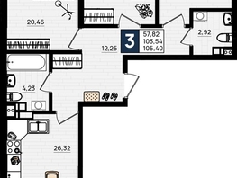 Продается 3-комнатная квартира ЖК Резиденция морей, корпус Е, 105.4  м², 21607000 рублей