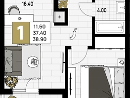 Продается 1-комнатная квартира ЖК На Высоком берегу, 38.9  м², 10892000 рублей