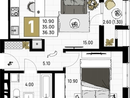 Продается 1-комнатная квартира ЖК На Высоком берегу, 36.3  м², 9801000 рублей