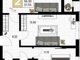 Продается 2-комнатная квартира ЖК На Высоком берегу, 57.55 м², 15250750 рублей