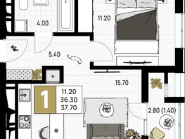 Продается 1-комнатная квартира ЖК На Высоком берегу, 37.7 м², 10556000 рублей