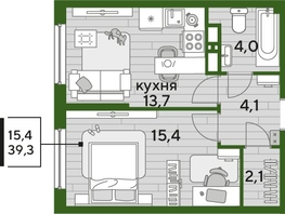 Продается 1-комнатная квартира ЖК DOGMA PARK (Догма парк), литера 7, 38.7  м², 6633181 рублей