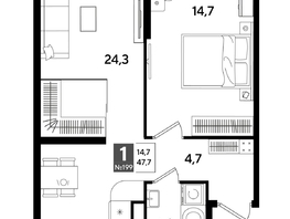 Продается 1-комнатная квартира ЖК DOGMA PARK (Догма парк), литера 19, 47.2  м², 8189201 рублей