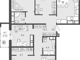 Продается 4-комнатная квартира ЖК Все Свои VIP, литера 8, 114.37 м², 35454700 рублей
