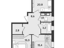 Продается 2-комнатная квартира ЖК Парк Победы 2, литера 21, 67.6  м², 10782200 рублей