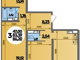 Продается 3-комнатная квартира ЖК Город у моря, литера 22, 86.2 м², 10171900 рублей