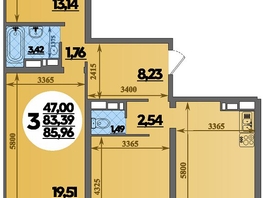 Продается 3-комнатная квартира ЖК Город у моря, литера 22, 85.96  м², 10994284 рублей