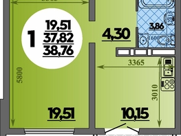 Продается 1-комнатная квартира ЖК Город у моря, литера 23, 38.76  м², 7175000 рублей