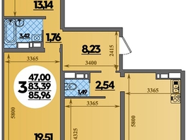 Продается 3-комнатная квартира ЖК Город у моря, литера 23, 85.96 м², 10350000 рублей