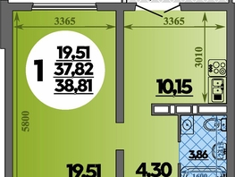 Продается 1-комнатная квартира ЖК Город у моря, литера 23, 38.81 м², 7402000 рублей