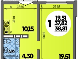 Продается 1-комнатная квартира ЖК Город у моря, литера 23, 38.81 м², 7540999 рублей