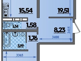 Продается 2-комнатная квартира ЖК Город у моря, литера 23, 66.72 м², 9662000 рублей
