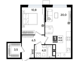 Продается 1-комнатная квартира ЖК DOGMA PARK (Догма парк), литера 13, 44.8  м², 8184960 рублей