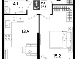 Продается 1-комнатная квартира ЖК DOGMA PARK (Догма парк), литера 15, 39.8 м², 7406780 рублей