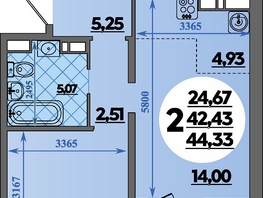 Продается 2-комнатная квартира ЖК Восточный, литера 2, 44.33 м², 6578950 рублей
