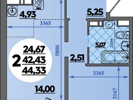 Продается 2-комнатная квартира ЖК Восточный, литера 2, 44.33 м², 6631768 рублей
