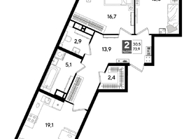 Продается 2-комнатная квартира ЖК DOGMA PARK (Догма парк), литера 13, 73.9 м², 11040660 рублей