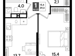 Продается 1-комнатная квартира ЖК DOGMA PARK (Догма парк), литера 15, 39.3 м², 7062210 рублей