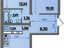 Продается 2-комнатная квартира ЖК Город у моря, литера 17, 66.68 м², 9655264 рублей