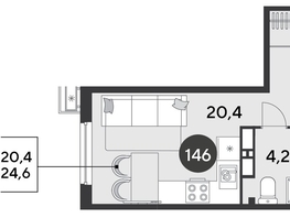 Продается Студия ЖК Парк Победы 2, литера 6, 24.6  м², 4496880 рублей