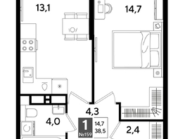 Продается 1-комнатная квартира ЖК DOGMA PARK (Догма парк), литера 17, 37  м², 7207600 рублей