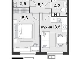 Продается 1-комнатная квартира ЖК Парк Победы 2, литера 20, 40.8  м², 6903360 рублей