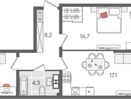 Продается 2-комнатная квартира ЖК Рекорд 2, литера 1, 68.9  м², 13497511 рублей