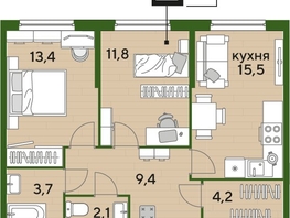 Продается 2-комнатная квартира ЖК DOGMA PARK (Догма парк), литера 3, 59.4  м², 8969400 рублей