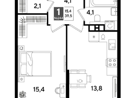 Продается 1-комнатная квартира ЖК DOGMA PARK (Догма парк), литера 17, 38.9  м², 7099250 рублей