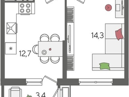 Продается 1-комнатная квартира ЖК Рекорд 2, литера 5, 41.6  м², 8444800 рублей