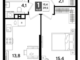 Продается 1-комнатная квартира ЖК DOGMA PARK (Догма парк), литера 15, 39.5  м², 7208750 рублей