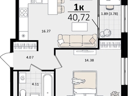 Продается 1-комнатная квартира ЖК Патрики, литер 5.1, 40.72  м&sup2;, 13156632 рублей