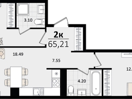 Продается 2-комнатная квартира ЖК Патрики, литер 4.1, 65.21  м&sup2;, 19699941 рублей