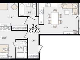 Продается 2-комнатная квартира ЖК Патрики, литер 4.1, 67.68  м&sup2;, 19031616 рублей