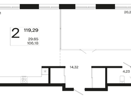 Продается 2-комнатная квартира ЖК Патрики, литер 2, 119.29  м&sup2;, 39735499 рублей