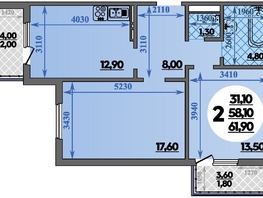 Продается 2-комнатная квартира ЖК Парк у дома, литера 7.1, 61.9  м², 11618630 рублей