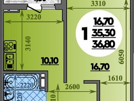 Продается 1-комнатная квартира ЖК Парк у дома, литера 7.1, 36.8 м², 6782239 рублей