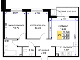 Продается 2-комнатная квартира ЖК Сегодня, литер 5, 57.8 м², 6531400 рублей