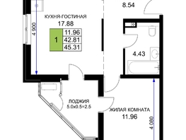Продается 1-комнатная квартира ЖК Сегодня, литер 6, 46.45  м², 6317200 рублей