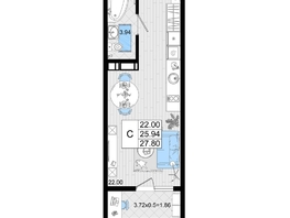 Продается Студия ЖК Резиденция морей, корпус В, 27.8  м², 6713700 рублей