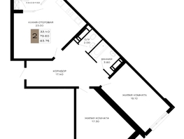 Продается 2-комнатная квартира ЖК Сердце, 83.75  м&sup2;, 29731250 рублей