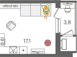 Продается Студия ЖК Рекорд 2, литера 3, 27.4  м², 7208940 рублей