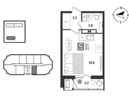 Продается Студия ЖК Рекорд 2, литера 4, 30  м&sup2;, 8553000 рублей