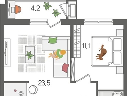 Продается 1-комнатная квартира ЖК Рекорд 2, литера 5, 49.3  м², 10057200 рублей