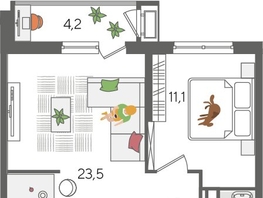 Продается 1-комнатная квартира ЖК Рекорд 2, литера 5, 48.9  м², 9696870 рублей