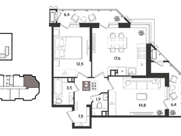 Продается 2-комнатная квартира ЖК Рекорд 2, литера 5, 70.6  м&sup2;, 14515360 рублей
