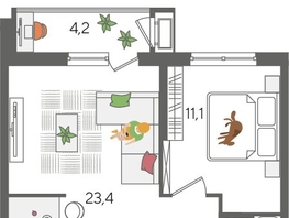 Продается 1-комнатная квартира ЖК Рекорд 2, литера 5, 48.5  м², 9806700 рублей