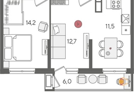 Продается 2-комнатная квартира ЖК Рекорд 2, литера 5, 58.6  м&sup2;, 12833400 рублей